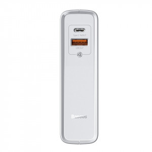 Incarcator GaN + powerbank 10000mAh 2in1 Baseus Power Station, USB + USB-C, QC 3.0, PPS, PD 3.0, 5A, 45W (alb)