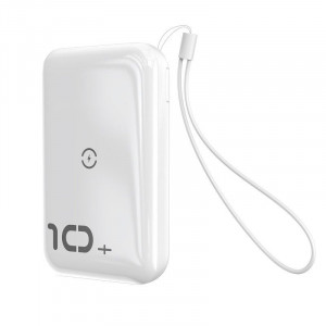 Powerbank Baseus Mini S cu incarcare wireless, 10000mAh, 18W, USB (alb)