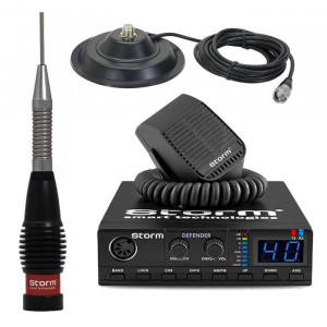 Promotie statie radio CB Storm Defender + antena CB Storm ML 145 Black + baza magnetica