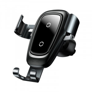 Suport telefon auto gravitational Baseus Metal cu incarcare wireless Qi (negru)