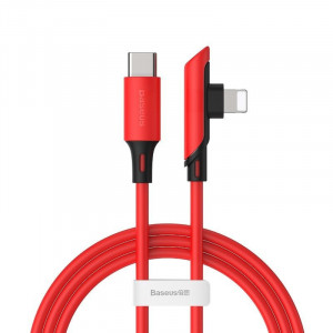 Cablu 90 grade USB-C - Lightning Baseus Colourful, PD, 18W, 1.2m (rosu)