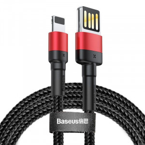 Cablu Lightning USB (USB bilateral) Baseus Cafule 2,4A 1m (negru-rosu)