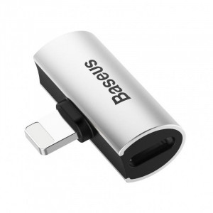 Adaptor Audio Baseus L46 Lightning la 2x Lightning (argintiu-negru)