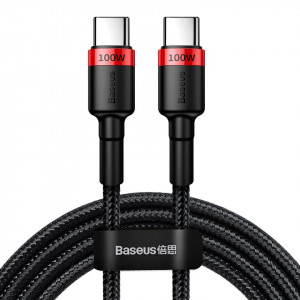 Cablu USB-C Baseus Cafule, QC 3.0, PD 2.0, 100W, 5A, 2m (rosu-negru)