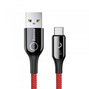 Cablu USB-C cu LED Baseus C-shaped QC 3.0 1m (rosu)