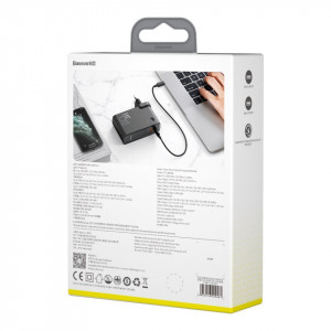 Incarcator GaN + powerbank 10000mAh 2in1 Baseus Power Station, USB + USB-C, QC 3.0, PPS, PD 3.0, 5A, 45W (negru)