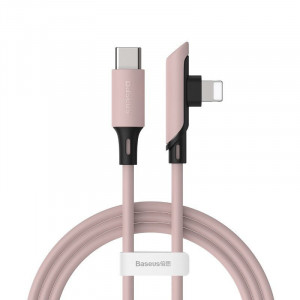 Cablu 90 grade USB-C - Lightning Baseus Colourful, PD, 18W, 1.2m (roz)