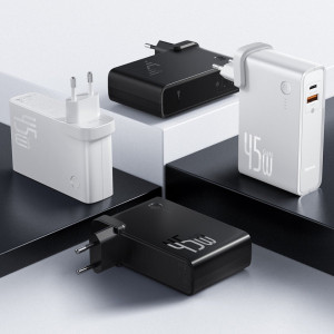 Incarcator GaN + powerbank 10000mAh 2in1 Baseus Power Station, USB + USB-C, QC 3.0, PPS, PD 3.0, 5A, 45W (negru)