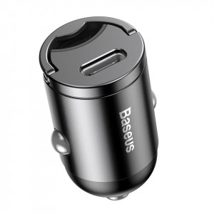 Mini incarcator auto Baseus Tiny Star USB-C, QC 4.0+, PD, 30W (gri)