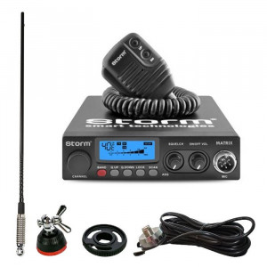 Promotie statie radio CB Storm Matrix + antena CB Sirio T3/27 + adaptor + suport