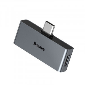 Adaptor Audio Baseus L57 USB-C na USB-C + minijack 3,5mm, QC 3.0, PD (gri)