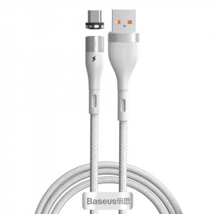 Cablu USB la Micro USB, magnetic Baseus Zinc 2.1A 1m (alb)