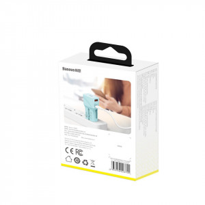 Incarcator universal de retea Baseus, QC 3.0, PD, USB + USB-C, 100-240V, 18W, EU/US/UK/AU (albastru)