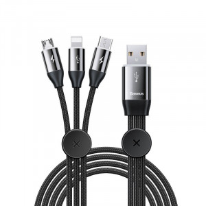 Cablu USB 3in1 Baseus Car Co-sharing Micro / USB-C / Lightning, 3.5A 1m (negru)