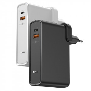 Incarcator GaN + powerbank 10000mAh 2in1 Baseus Power Station, USB + USB-C, QC 3.0, PPS, PD 3.0, 5A, 45W (alb)