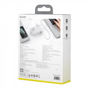 Incarcator GaN + powerbank 10000mAh 2in1 Baseus Power Station, USB + USB-C, QC 3.0, PPS, PD 3.0, 5A, 45W (alb)