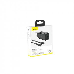 Set incarcatoare USB-C PD Baseus Mini, Power Delivery 18W cu cablu USB-C - Lightning 1m (negru) 5 buc