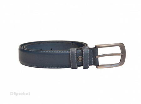 Curea piele naturala Albastra cu cusaturi (latime 3,5 cm) - cod C133