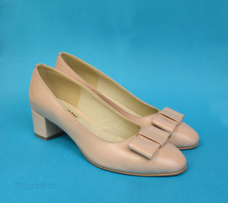 Pantofi bej dama casual-eleganti din piele naturala cod P365