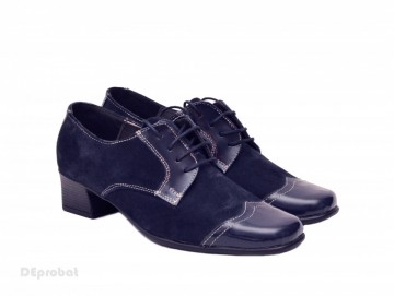 Pantofi dama eleganti bleumarin din piele naturala cu toc 4 cm cod P139BLM