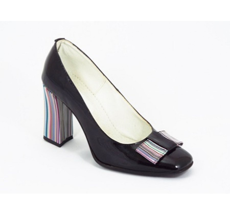 Pantofi dama eleganti din piele naturala negri lacuiti cod P322