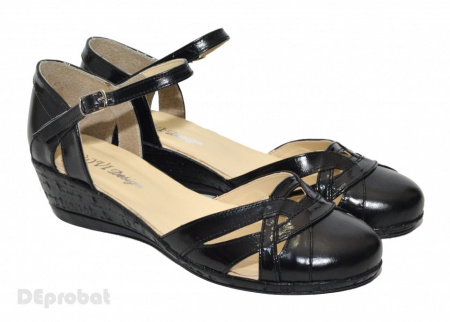 Pantofi dama piele naturala negri cu bareta cod P19 - Made in Romania