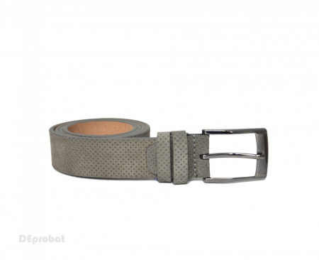 Curea piele naturala intoarsa gri (latime 3,5 cm) - Made in Romania C144