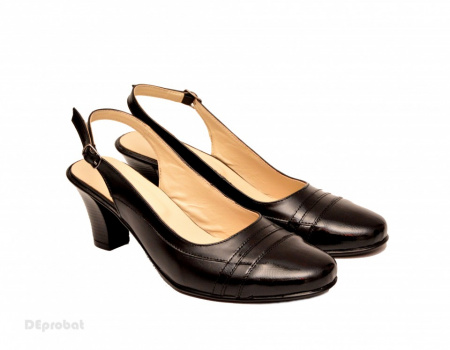 Pantofi negri dama eleganti lucrati manual piele naturala cod P148