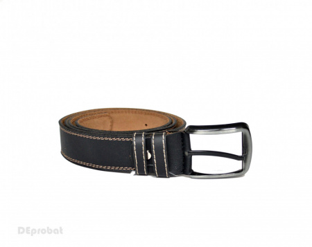 Curea piele naturala Neagra cu cusaturi (latime 3,7 cm) - cod C145