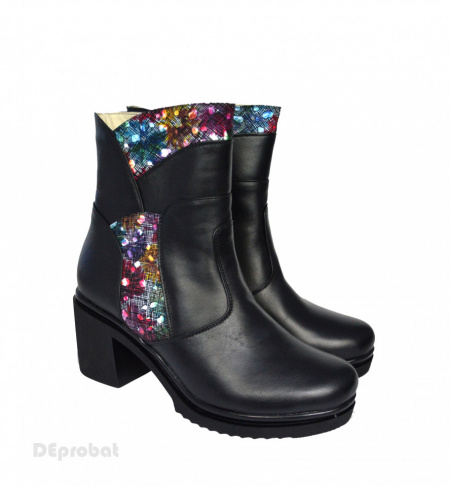 Ghete dama negre din piele naturala cod G614