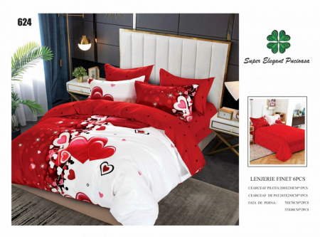 Lenjerie de pat din bumbac satinat Finet - Produs romanesc, calitate inalta - cod LJ624