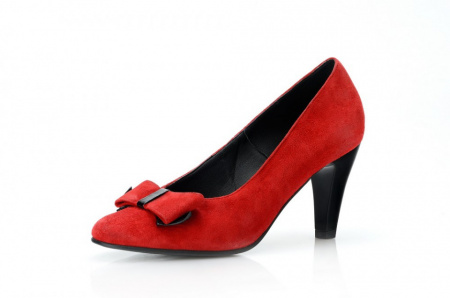 Pantofi dama eleganti din piele naturala rosii velur cod P300