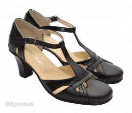 Pantofi dama piele naturala negri cu bareta cod P12 - Made in Romania