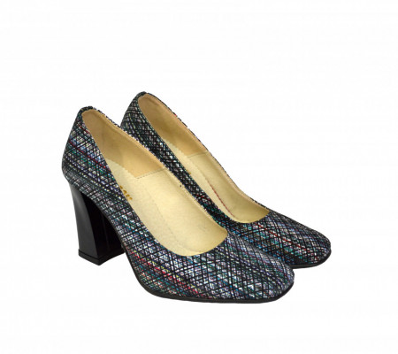 Pantofi multicolori dama eleganti din piele naturala cod P378