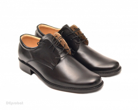 Pantofi negri barbati piele naturala casual-eleganti cu siret cod P70