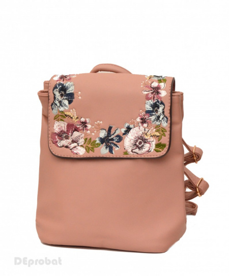 Geanta dama Good Mood - Rucsac bej inflorat dama cod 313B