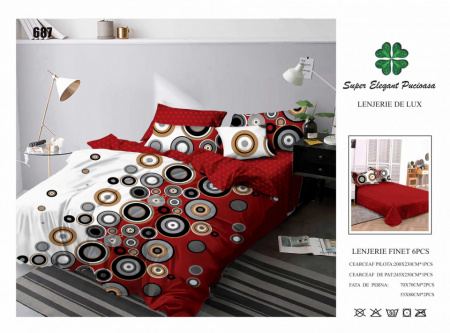 Lenjerie de pat din bumbac satinat Finet - Produs romanesc, calitate inalta - cod LJ687