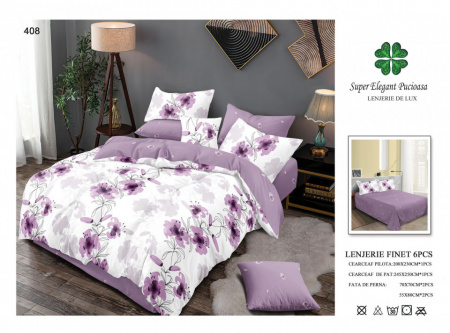 Lenjerie de pat din bumbac satinat Finet - Produs romanesc, calitate inalta - cod LJ408