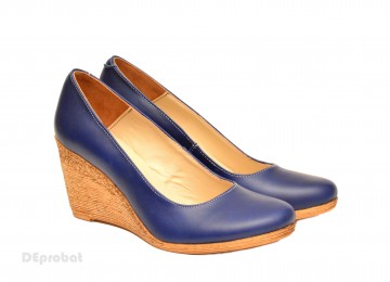 Pantofi albastri dama eleganti - casual din piele naturala cod P133