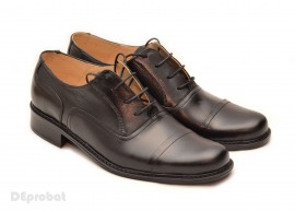 Pantofi barbati piele naturala negri casual-eleganti cu siret cod P16