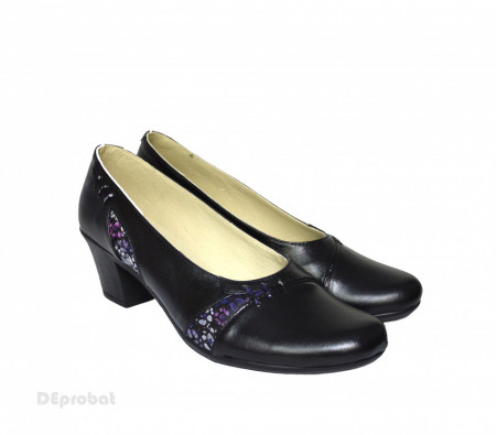 Pantofi dama negri eleganti din piele naturala cod P606