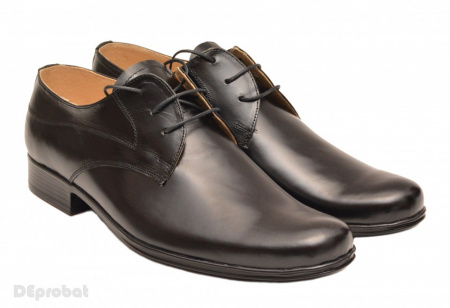Pantofi negri barbati piele naturala casual-eleganti cu siret cod P41