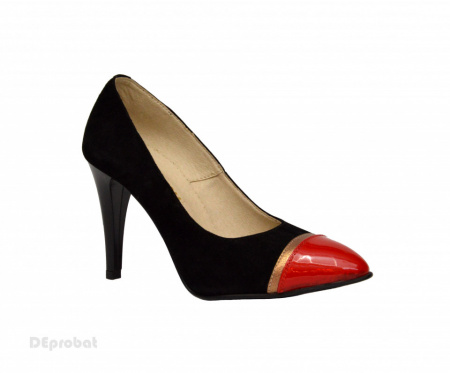 Pantofi stiletto dama eleganti din piele naturala velur cod P341