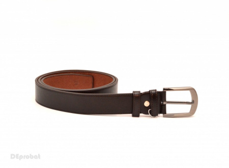 Curea piele naturala maro cu cusatura (latime 3,5 cm) - Curea maro piele naturala C53