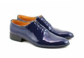 Pantofi barbatesti bleumarin lacuiti piele naturala casual-eleganti cod P65BLL - Editie de LUX