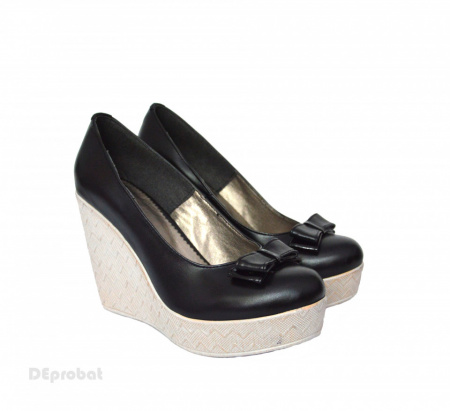 Pantofi negri dama din piele naturala platforma 11 cm cod P369N