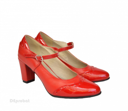 Pantofi rosii dama eleganti din piele naturala cod P381