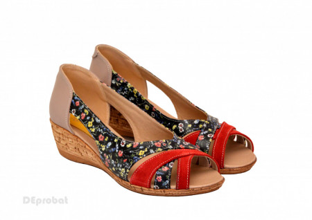 Sandale dama multicolore cu platforma din piele naturala cod S60