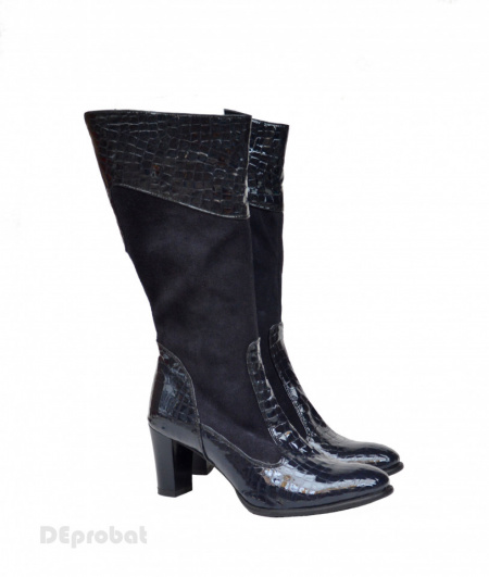 Cizme dama negre din piele naturala cu toc cod LSSG331 - LICHIDARE STOC