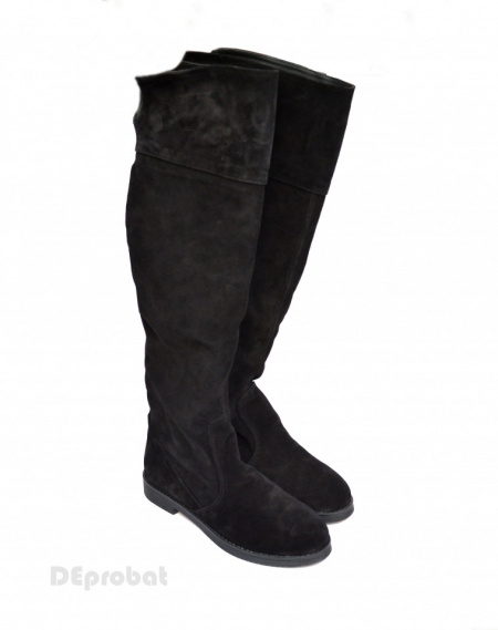 Cizme dama negre velur din piele naturala cod G351